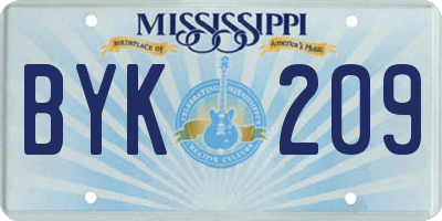 MS license plate BYK209