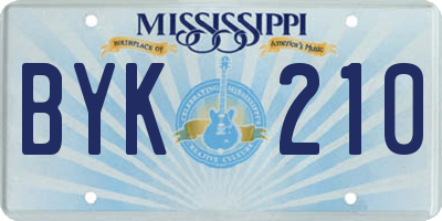 MS license plate BYK210