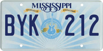 MS license plate BYK212