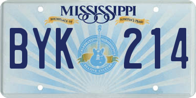 MS license plate BYK214