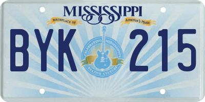 MS license plate BYK215