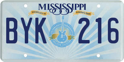 MS license plate BYK216
