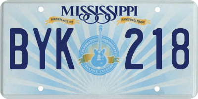 MS license plate BYK218