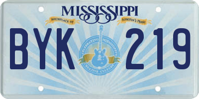 MS license plate BYK219