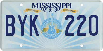 MS license plate BYK220