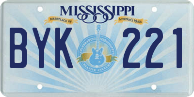 MS license plate BYK221