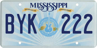 MS license plate BYK222