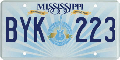 MS license plate BYK223