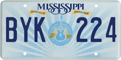 MS license plate BYK224