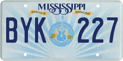 MS license plate BYK227