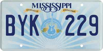 MS license plate BYK229