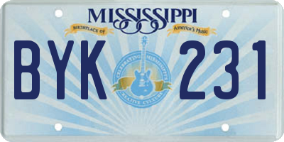 MS license plate BYK231