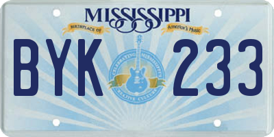 MS license plate BYK233