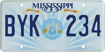 MS license plate BYK234