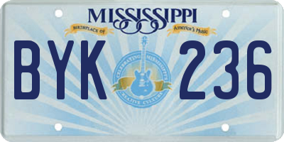 MS license plate BYK236