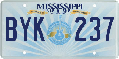 MS license plate BYK237