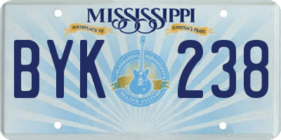 MS license plate BYK238