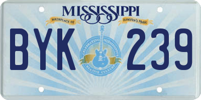MS license plate BYK239