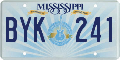 MS license plate BYK241