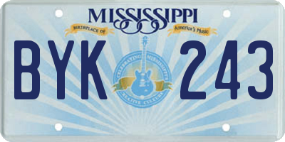 MS license plate BYK243