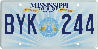 MS license plate BYK244