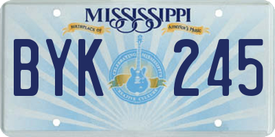 MS license plate BYK245
