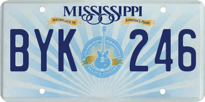 MS license plate BYK246