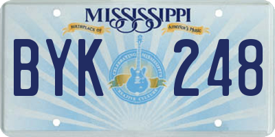 MS license plate BYK248