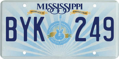 MS license plate BYK249
