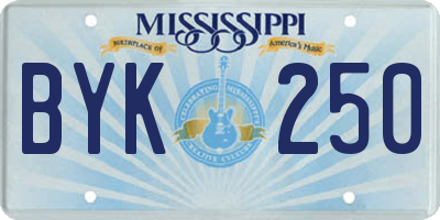 MS license plate BYK250