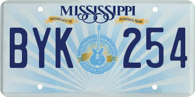 MS license plate BYK254