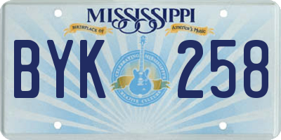 MS license plate BYK258