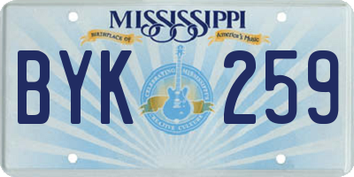 MS license plate BYK259