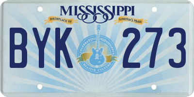 MS license plate BYK273