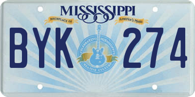 MS license plate BYK274