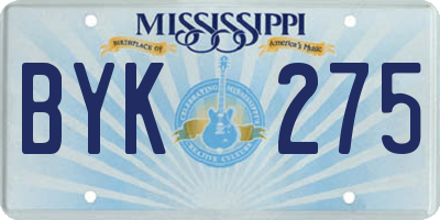 MS license plate BYK275