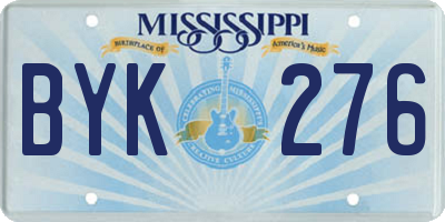 MS license plate BYK276
