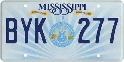 MS license plate BYK277