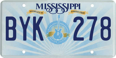 MS license plate BYK278
