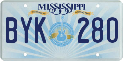 MS license plate BYK280