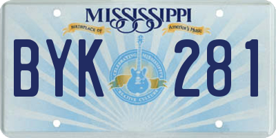 MS license plate BYK281