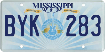 MS license plate BYK283