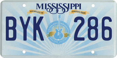 MS license plate BYK286