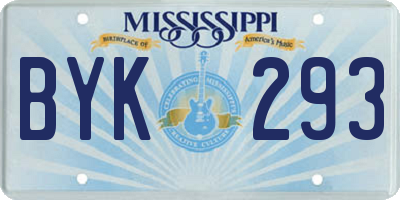 MS license plate BYK293