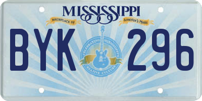 MS license plate BYK296