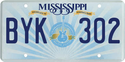 MS license plate BYK302