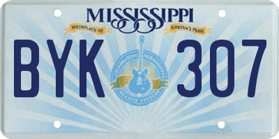 MS license plate BYK307