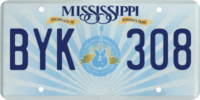 MS license plate BYK308