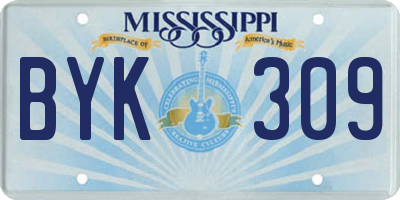 MS license plate BYK309