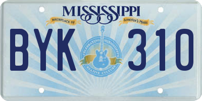 MS license plate BYK310